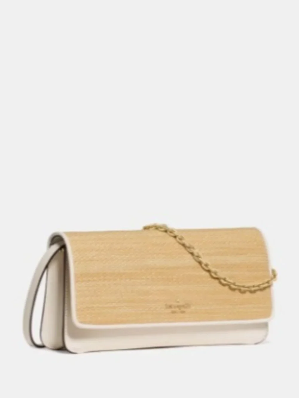 ♠️ NWT Kate Spade Ivy Straw Flap Crossbody Bag Natural White Leather Convertible
